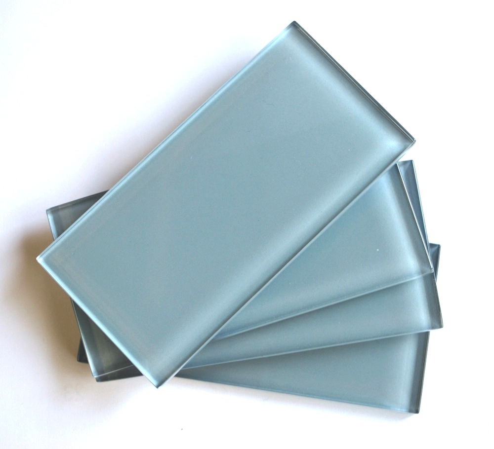 Powder Blue 3×12 Shiny Subway Glass Tile Backsplash Shower Kitchen (1 SF)