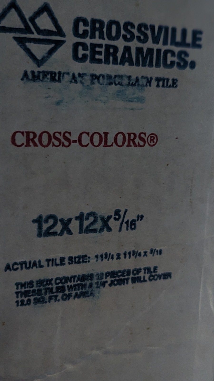 Crossville Ceramics 12×12 Beige W/Speckles Tile Color A291 Shade 4- 4 Total tile