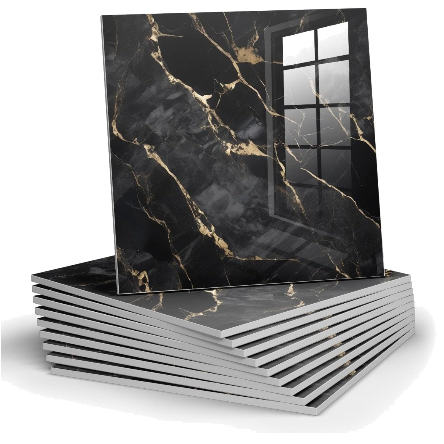 Waterproof Black Gold Wall Panels – 11.8″ x 11.8″