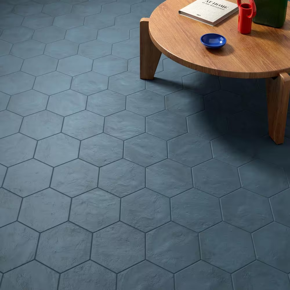 Dash Blue Ocean 8.5 In. X 9.84 In. Matte Hexagon Porcelain Floor and Wall Tile (