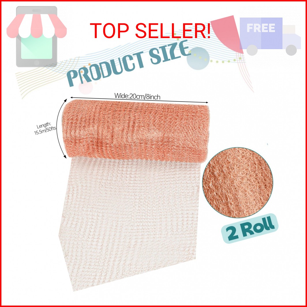 SHENLIU 8″ x 100ft Copper Mesh, Double Layer Pure Wire Mesh Rustproof DIY Hole F