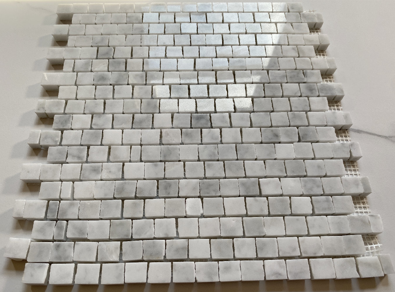 C29P Carrara White Marble HandClipped Random Broken Mosaic Tile Polished