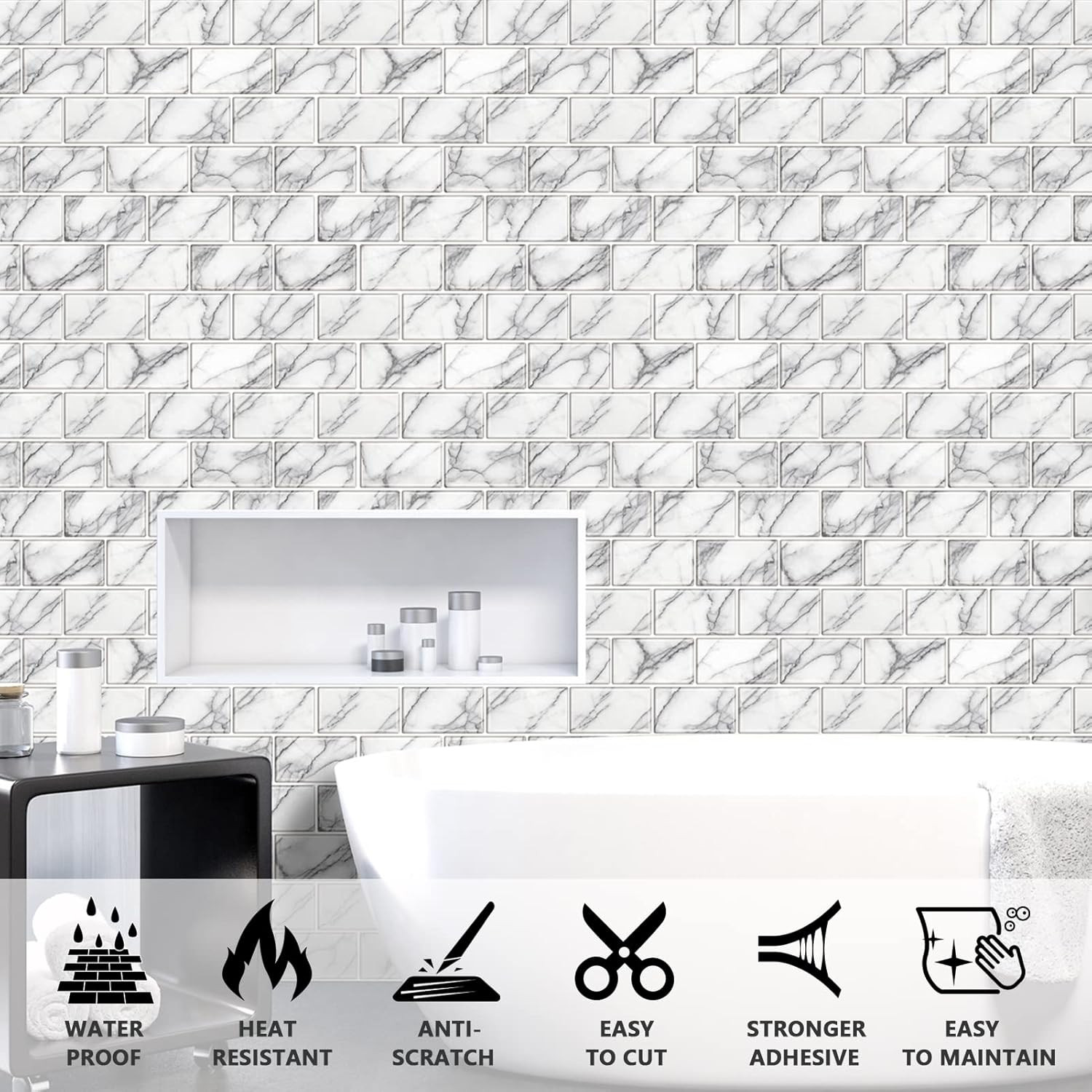 10-Sheet Backsplash Tile for Kitchen Peel and Stick,12″X12″ Self