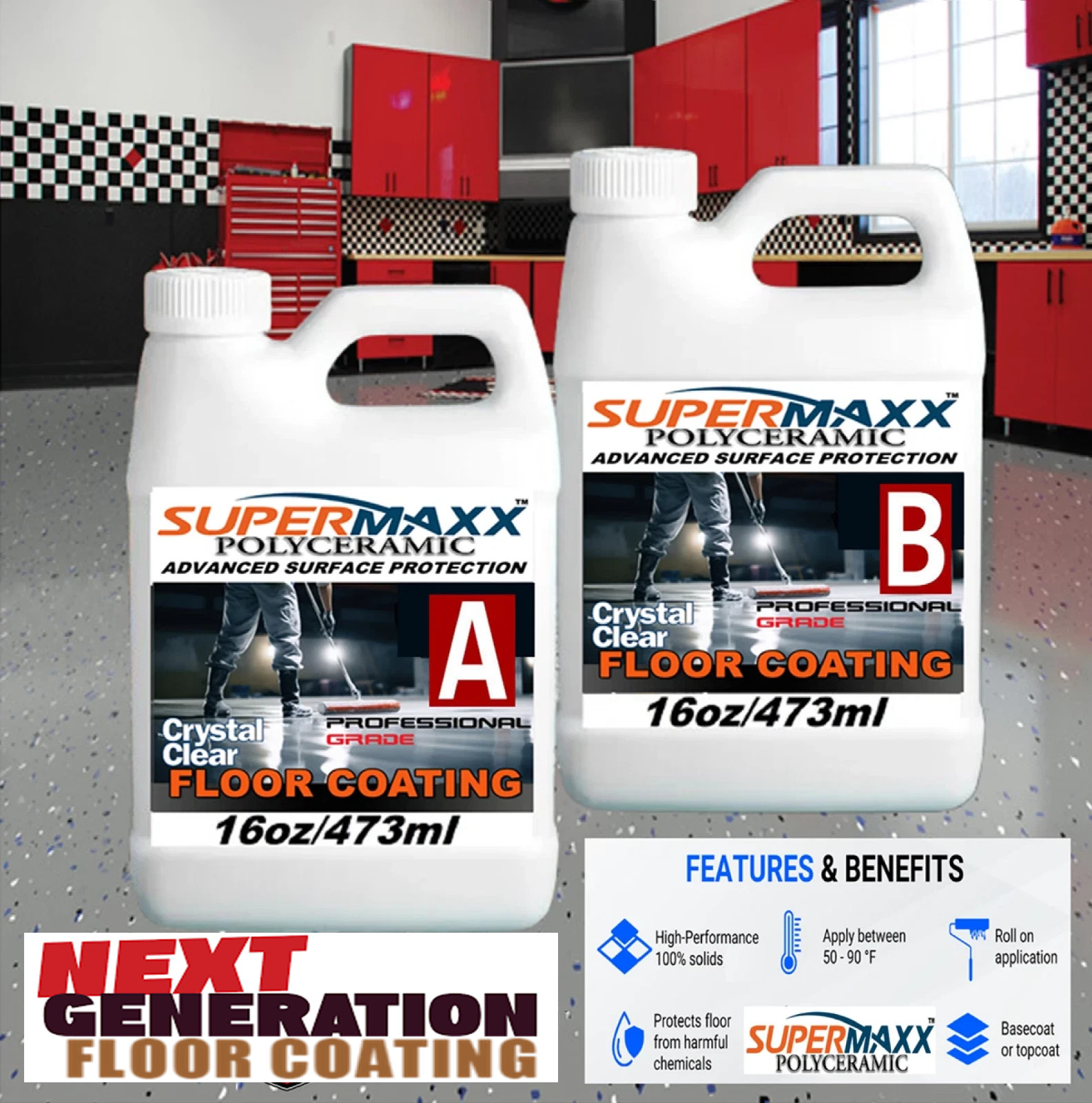 GARAGE FLOOR COATING POLYASPARTIC CRYSTAL CLEAR FINISH – ONE QUART A/B KIT