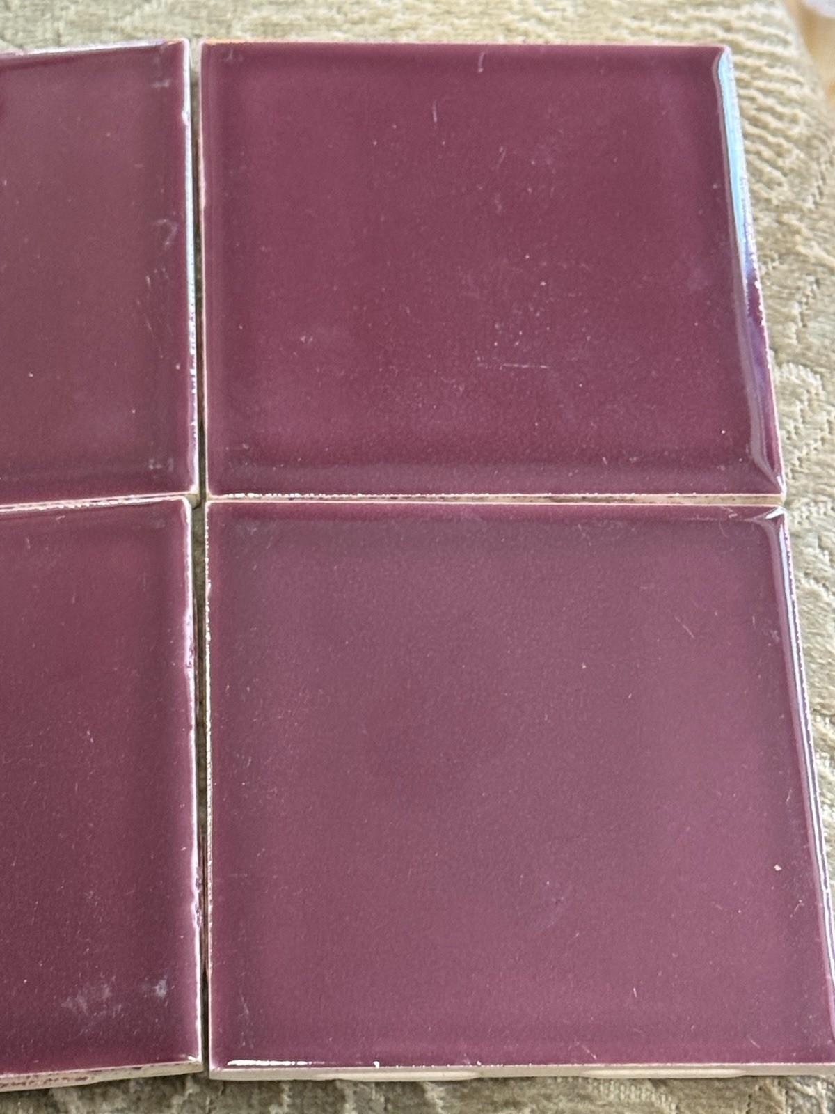 Huntington Tile Burgundy or Maroon 4 1/4” Vintage Field Tile – New Old Stock