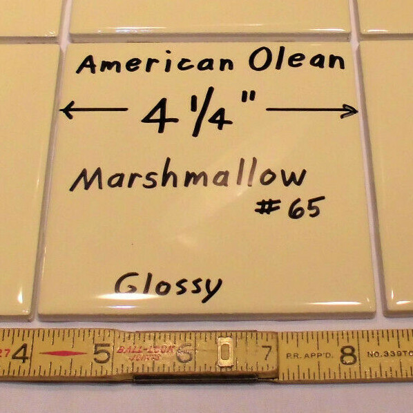 1 pc. *Glossy Marshmallow Yellow* Ceramic Tiles by American Olean…4-1/4″ NEW