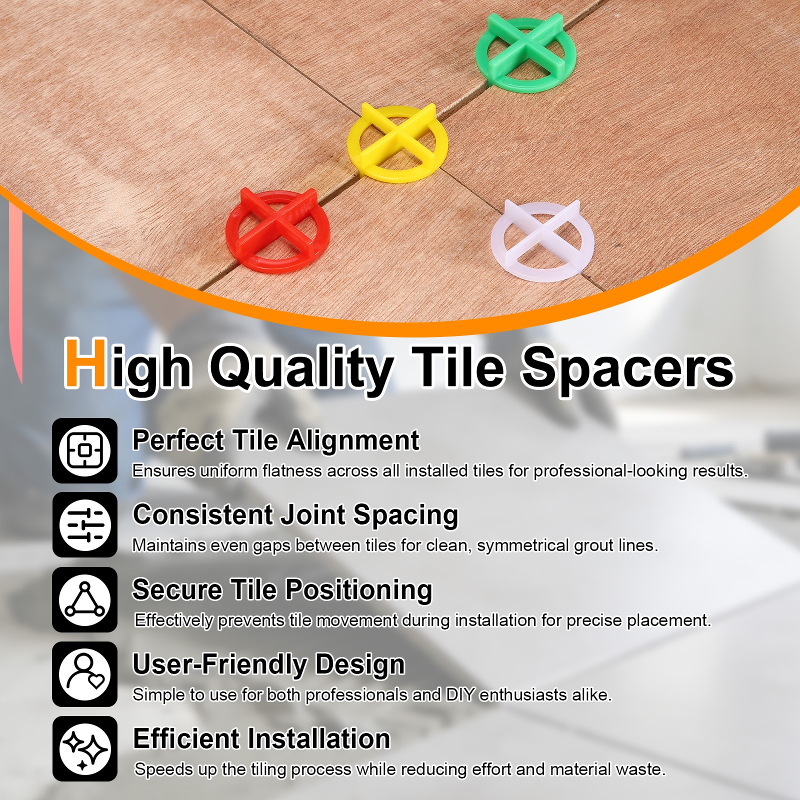 1/32inch (1mm)Cross Removable Tile Spacers, 100 PCS Plastic Leveling Clips,White