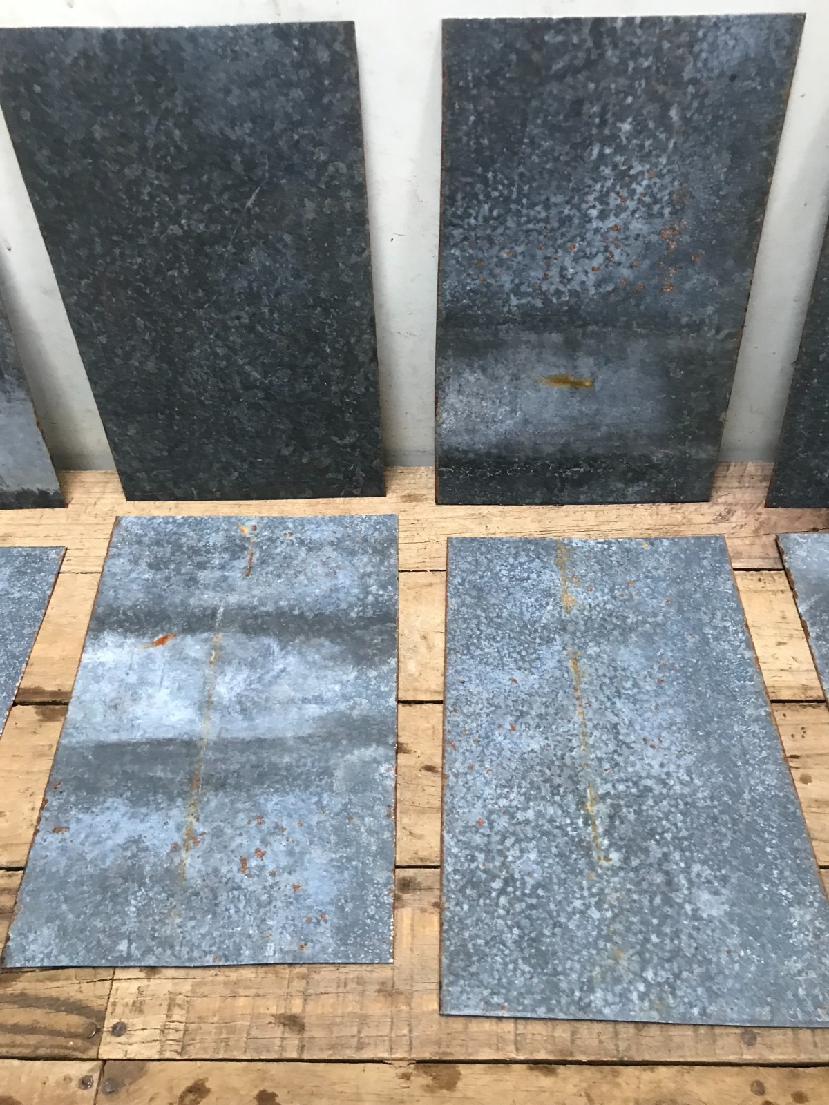 10 Rusty Galvanized Patina Sheet Metal 12″ x 7 1/2 – 8″ Wall Tile Art Garden (E)