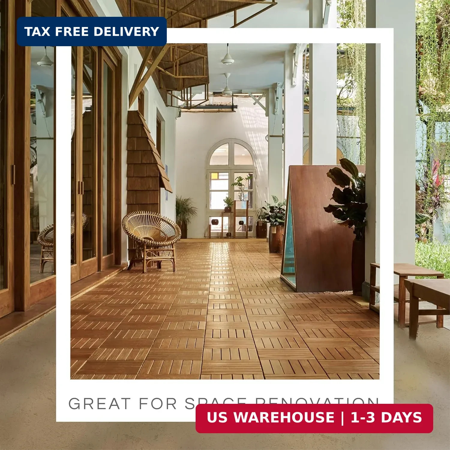 THYOI Premium Deck Tiles, Patio Flooring – Set 10 Pcs 12″x12″x0.9″ Interlocking