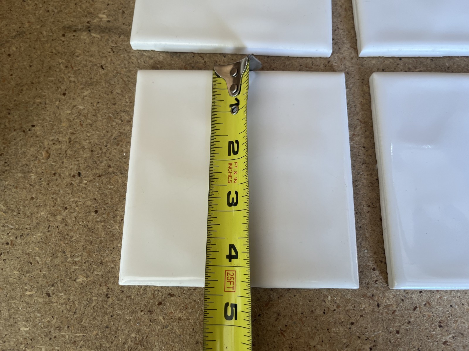 4 Piece Lot Florida Tile Co 4 3/8″ x 4 3/8″ #550 White Ceramic Tile