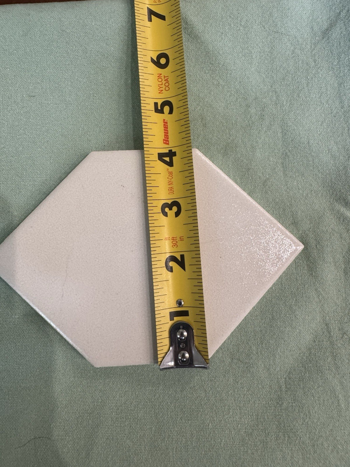 1 pc. Hexagon 4″ X 6″ Off White Ceramic Tile; Crystal Glazed; Florida Co.