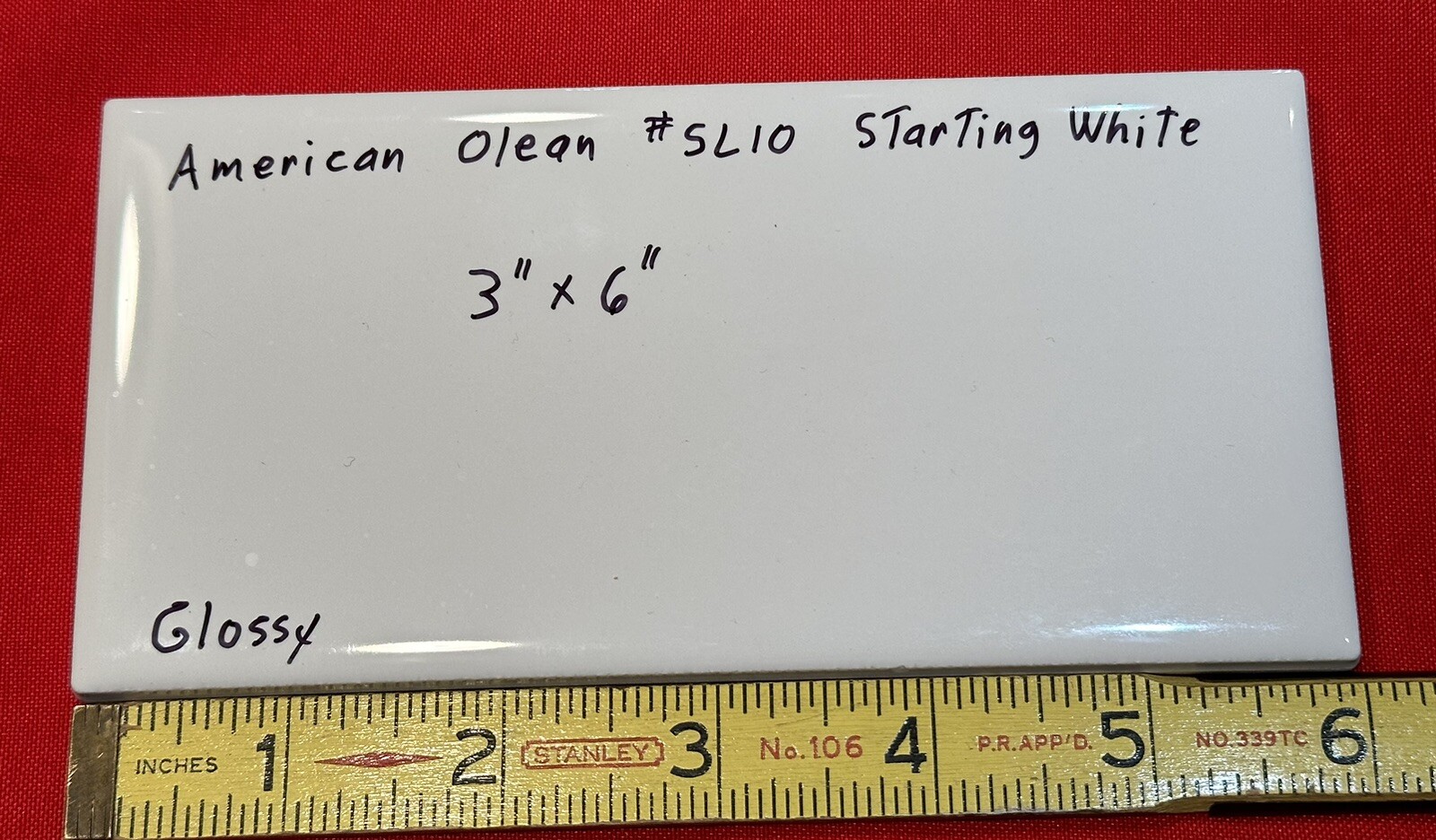 1 pc. Starting Line White: 3″ X 6″ Ceramic Tile by American Olean, #SL10, New