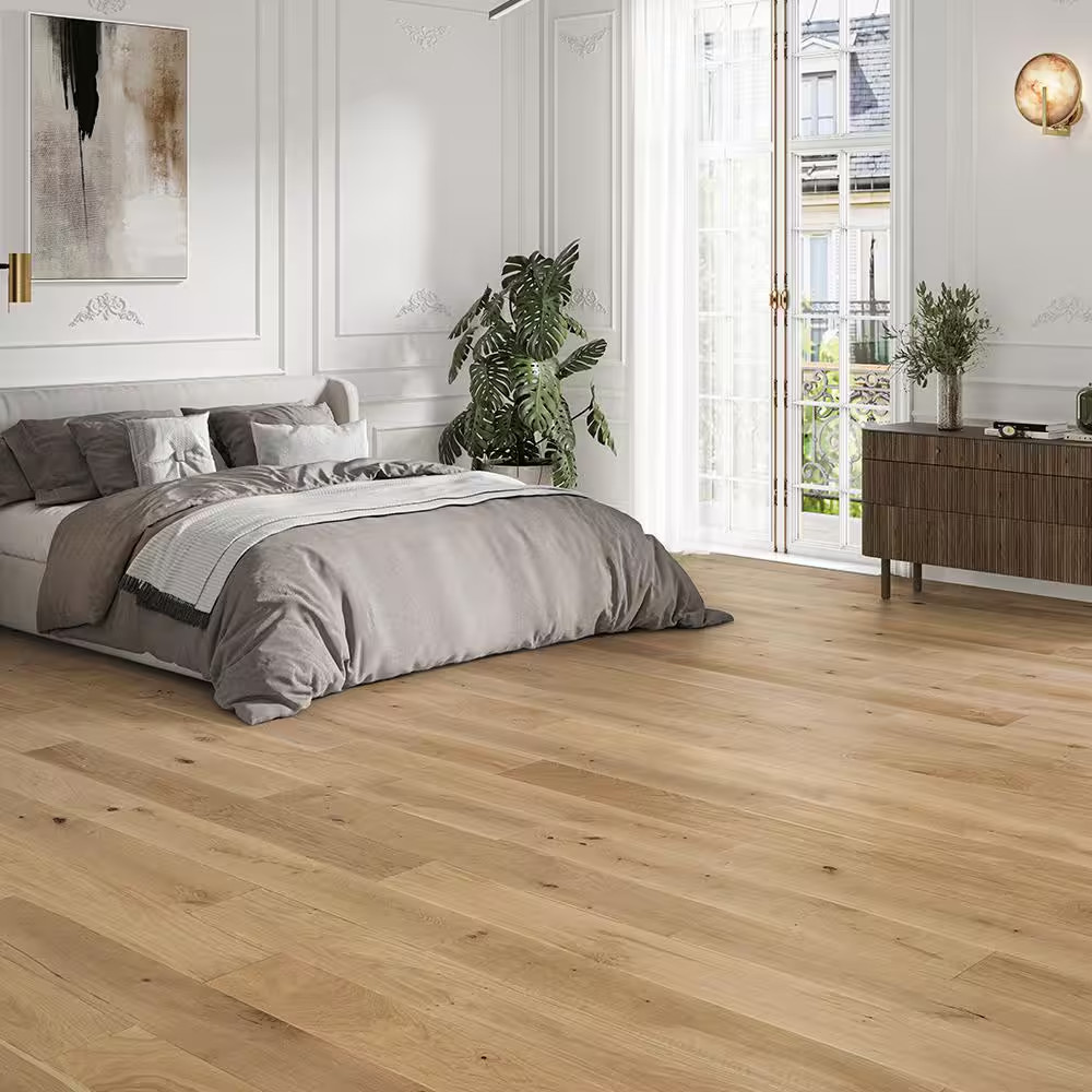 Mills Estates French Oak 3/4 In. Thick X 5 In. Wide Light Wire Brushed Solid Har