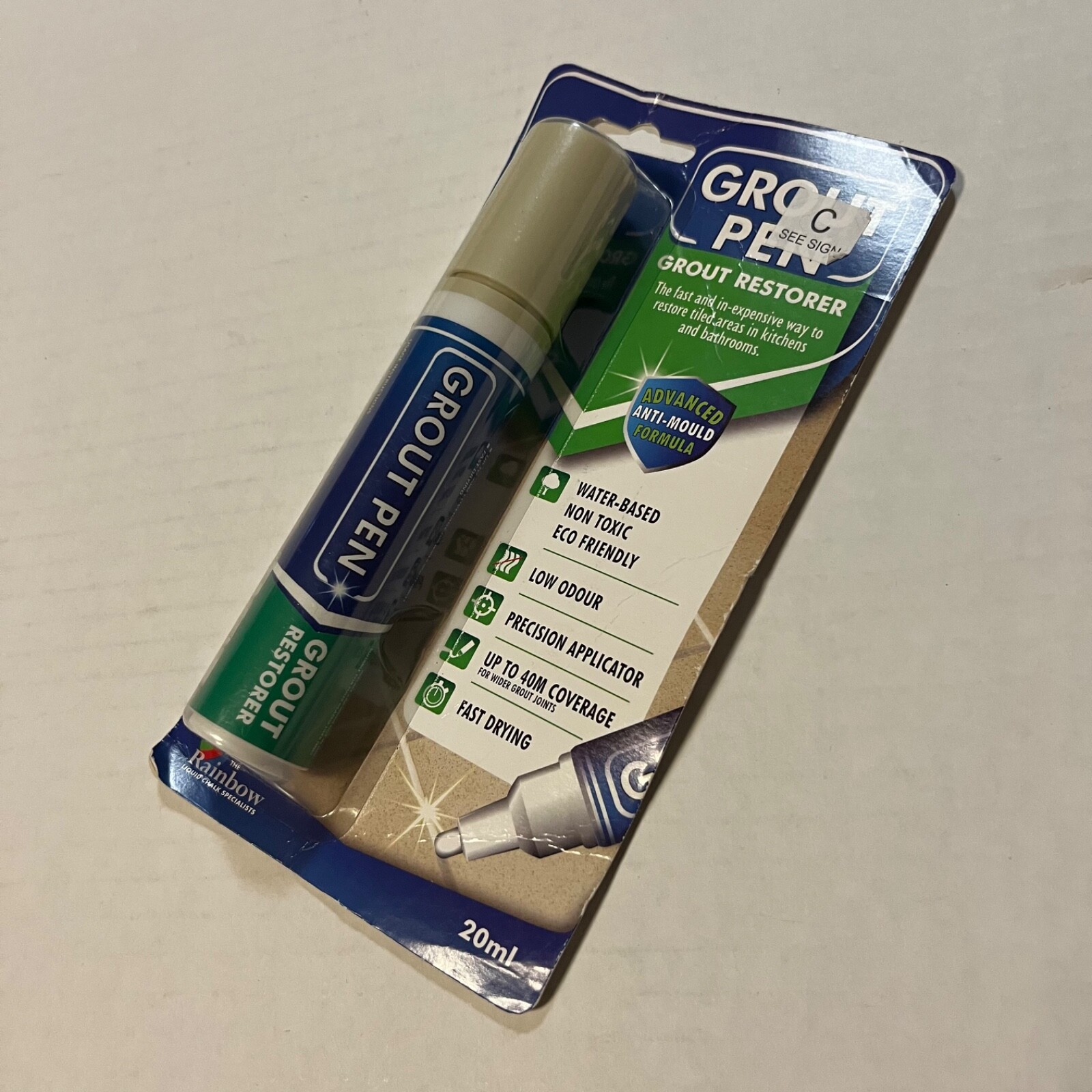 Grout Pen Ivory Tile Paint Marker: Waterproof Tile Grout Pen Wide Tip 15 mm NEW