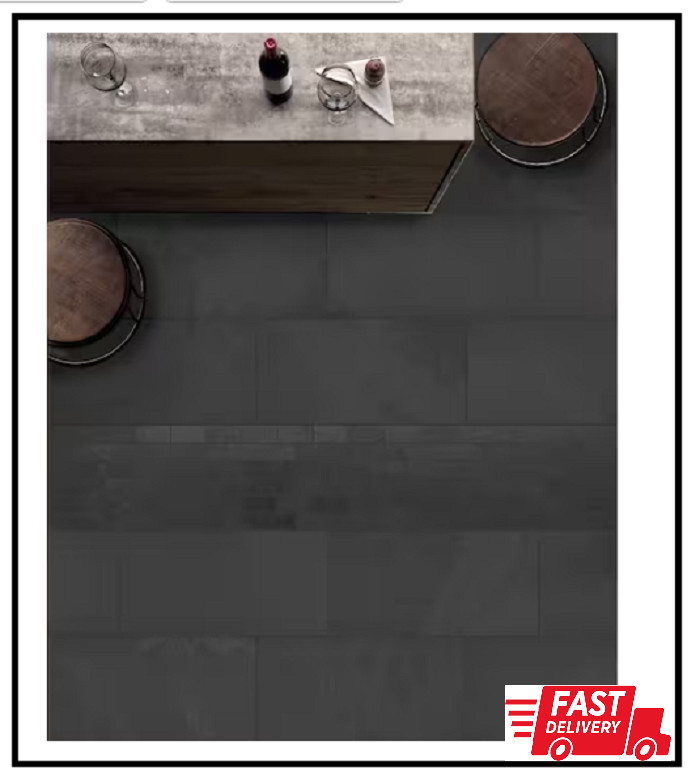 Galactic Slate Black 12 In. X 24 In. Matte Porcelain Floor and Wall Tile (13.62