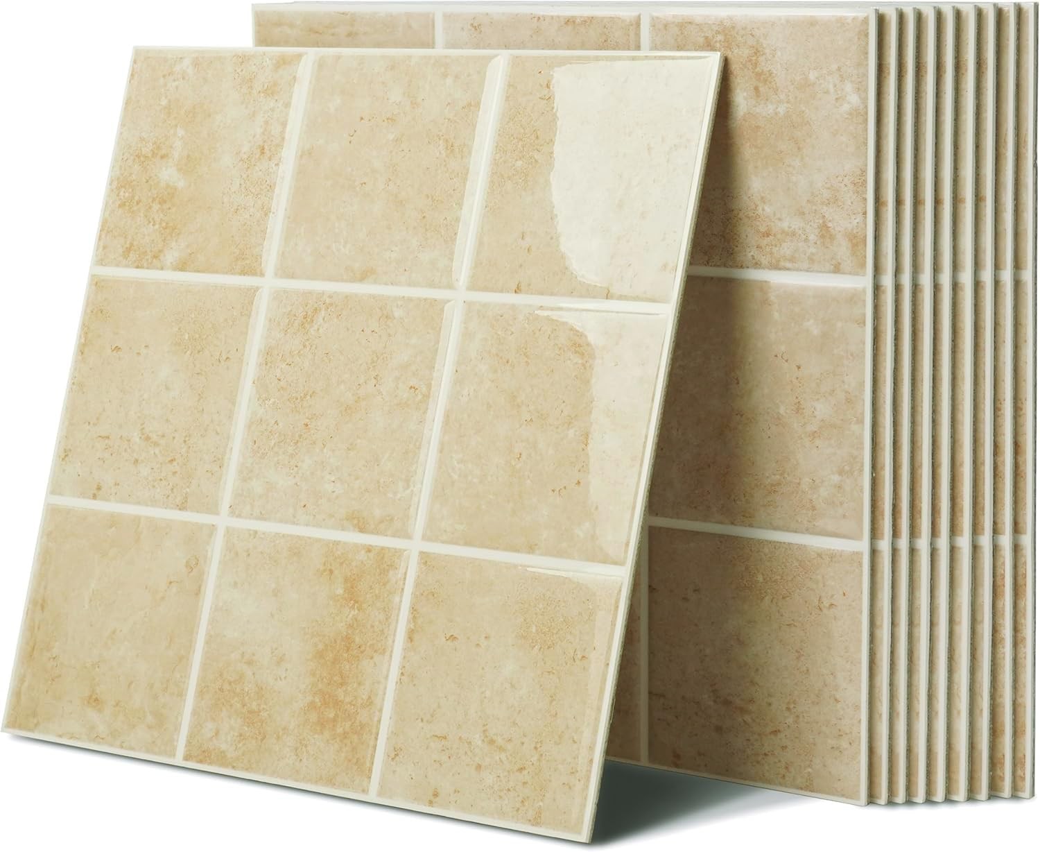 3D Glossy Peel and Stick Wall Tiles – 10 Pcs 11.61” x 11.61” Waterproof PVC…