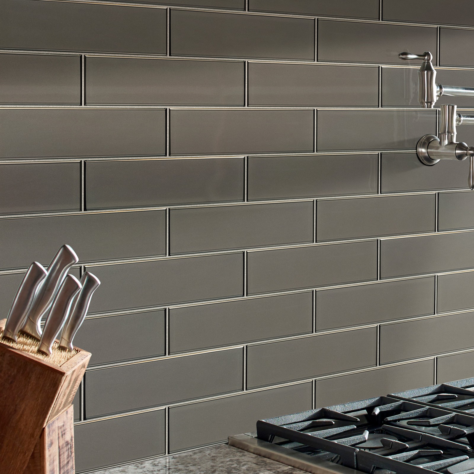 Ackland AKM-G-RI4X12TL-CA Rivella – 4″ x 12″ Glass Solid Wall – Sage Edge