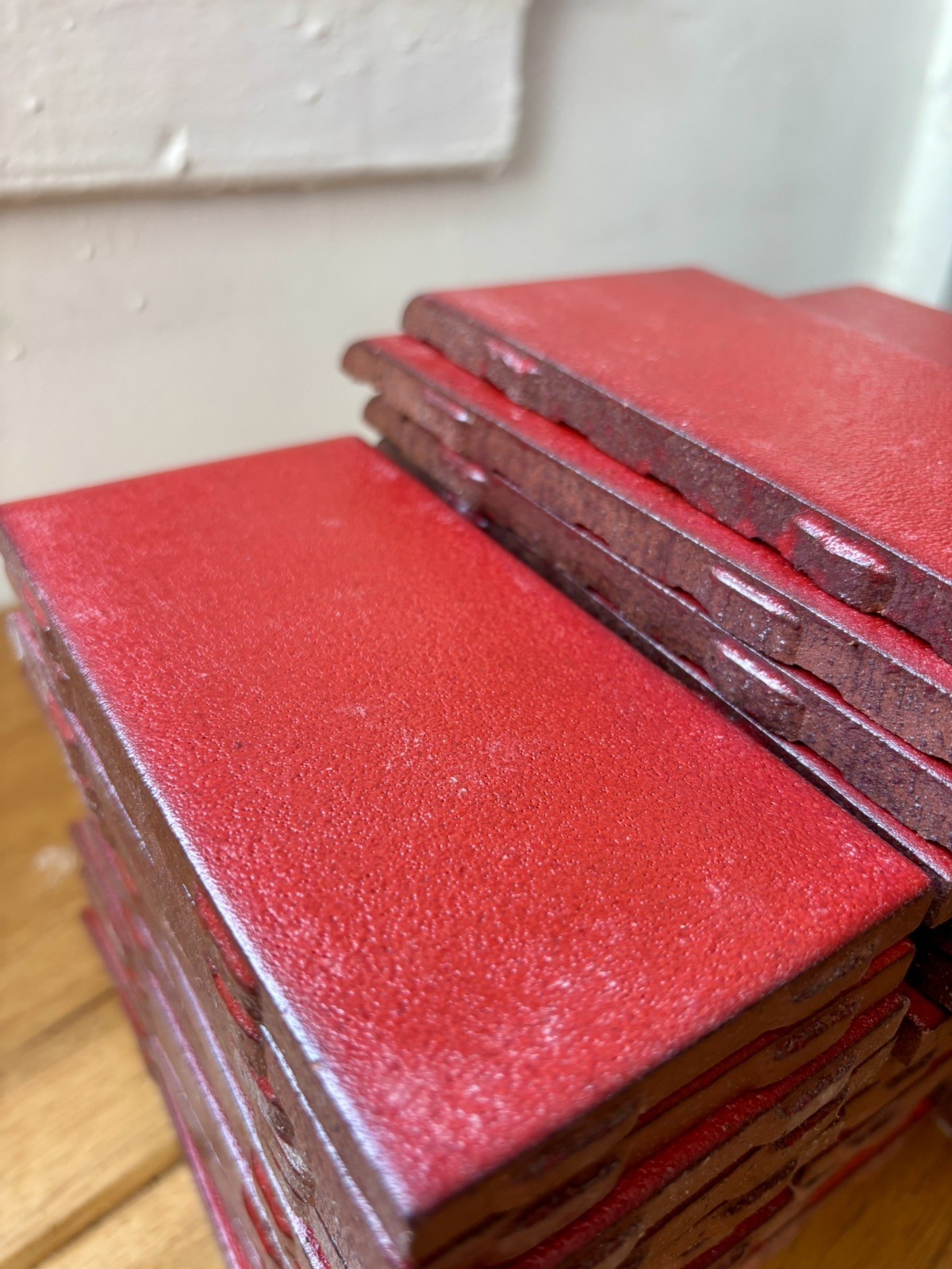 NOS Gladding McBean Franciscan Subway Tile Red Glaze 3×6″ Bullnose Trim/Corners