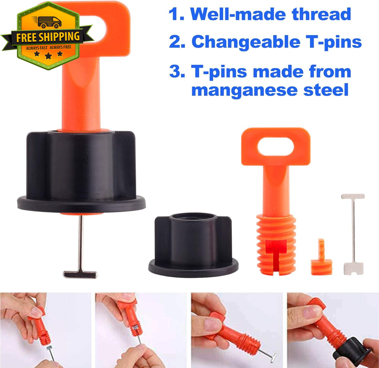 Tile Leveling System Kit 600PCS 2mm Tile Spacers Leveler Tools w/Wrenches