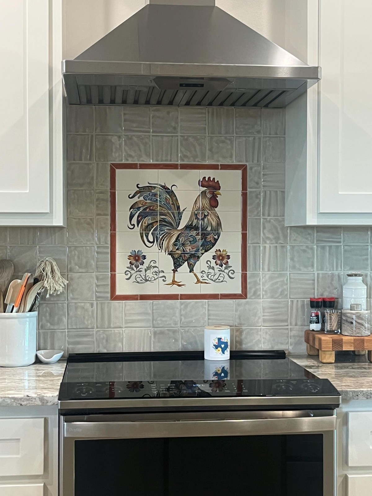 Rustic Rooster Tile Backsplash Decor, Farmhouse Kitchen Tile, Kitchen Backsplash