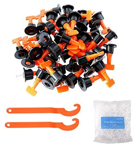 Tile Leveling System Kit with 100 Pcs Tile Leveler, 2 Wrenches, 500 Tile Spacers