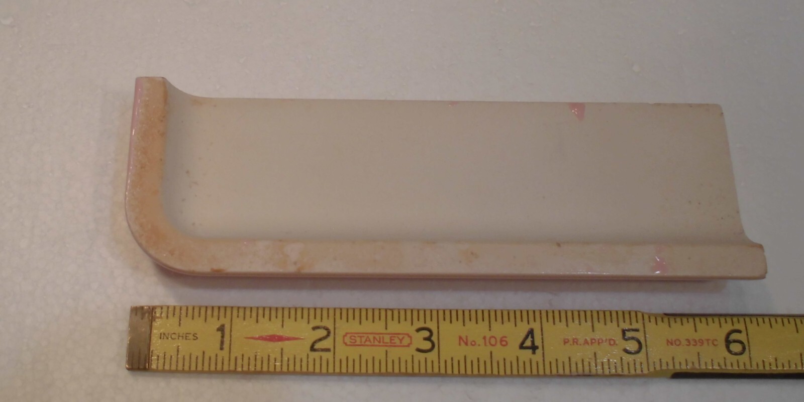 1 pc. Pink Blush Color: 2″ X 6″ Ceramic Radius Bullnose Corner Tile or 2″ X 2″
