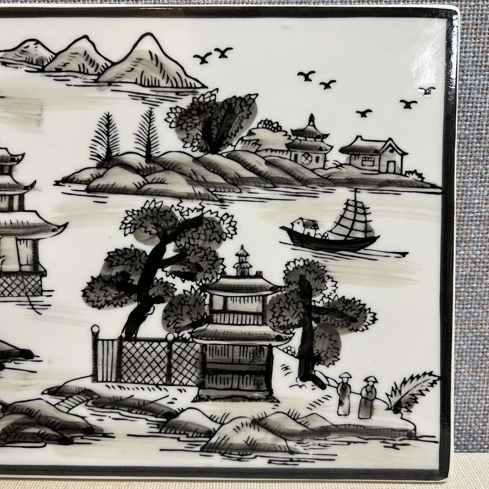 Asian Pagoda Art Wall Decoration Rectangle Tile 11.5” x 6.5”