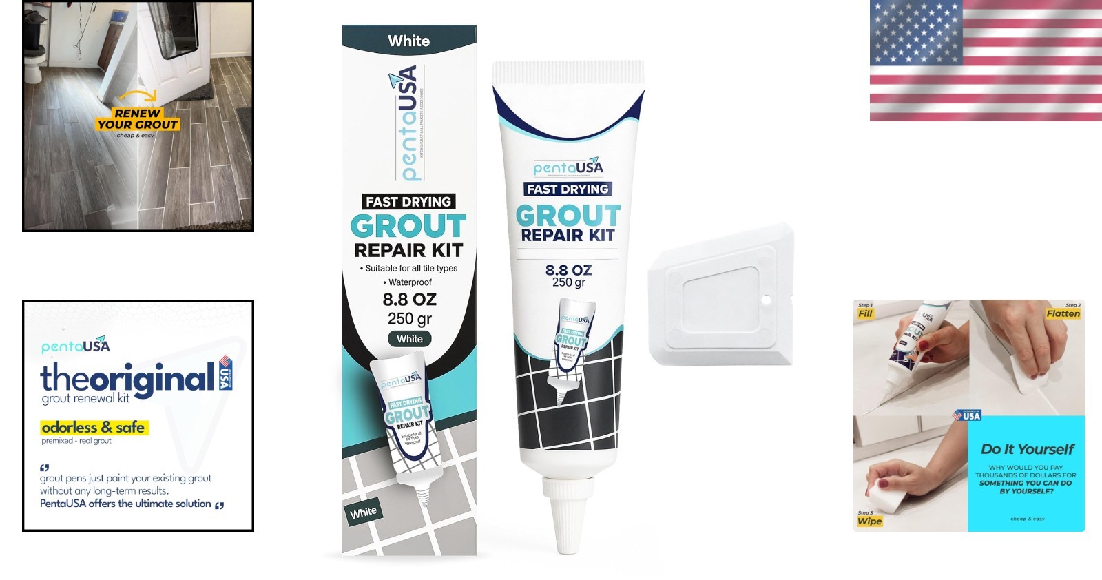 White Tile Grout Repair Kit – Water-Resistant Acrylic Filler