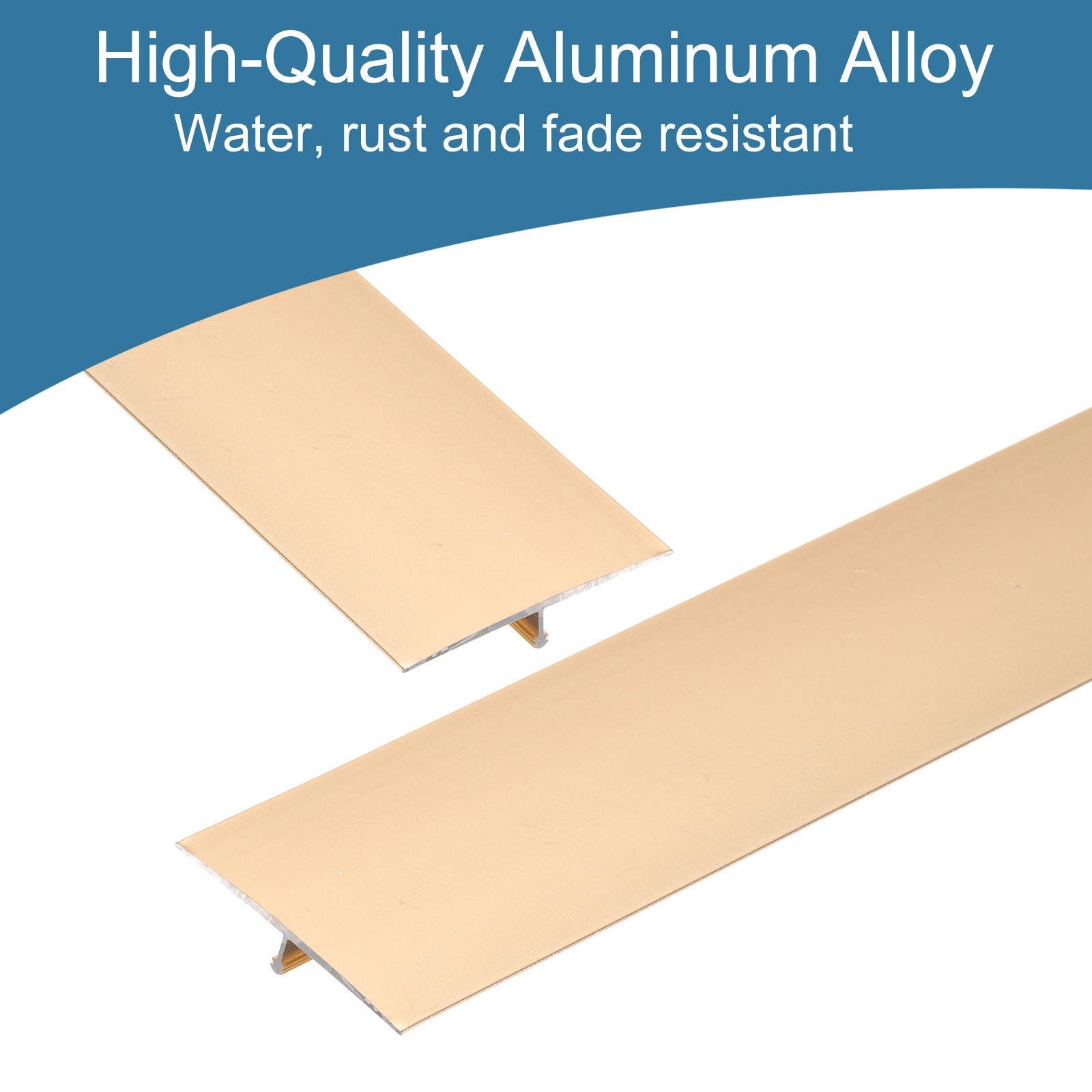 3Pcs Aluminum T Molding Floor Transition Strip 1.6″x3 Ft Gold