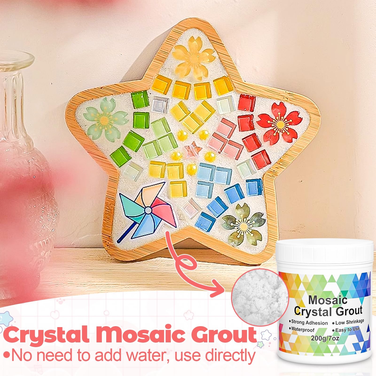 Mosaic Crystal Grout – Translucent Mosaic Grout Filler for Tiles Crafts, No N…