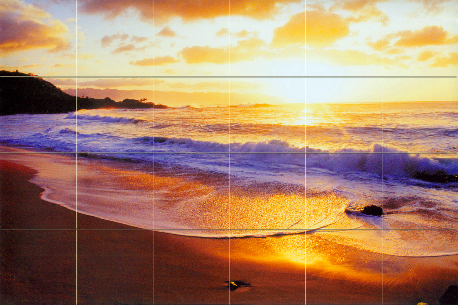 36 x 24 Mural Ceramic Sunset Ocean Backsplash Tile #357