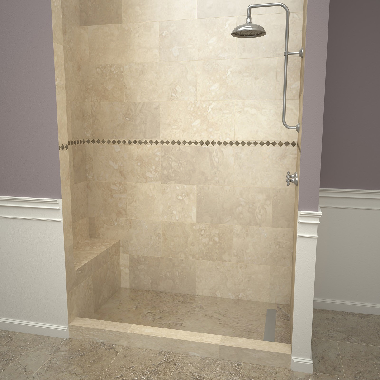 Tile Redi RT3648RSRB36KIT Base’N Bench 60″ x 36″ Rectangular – Nickel