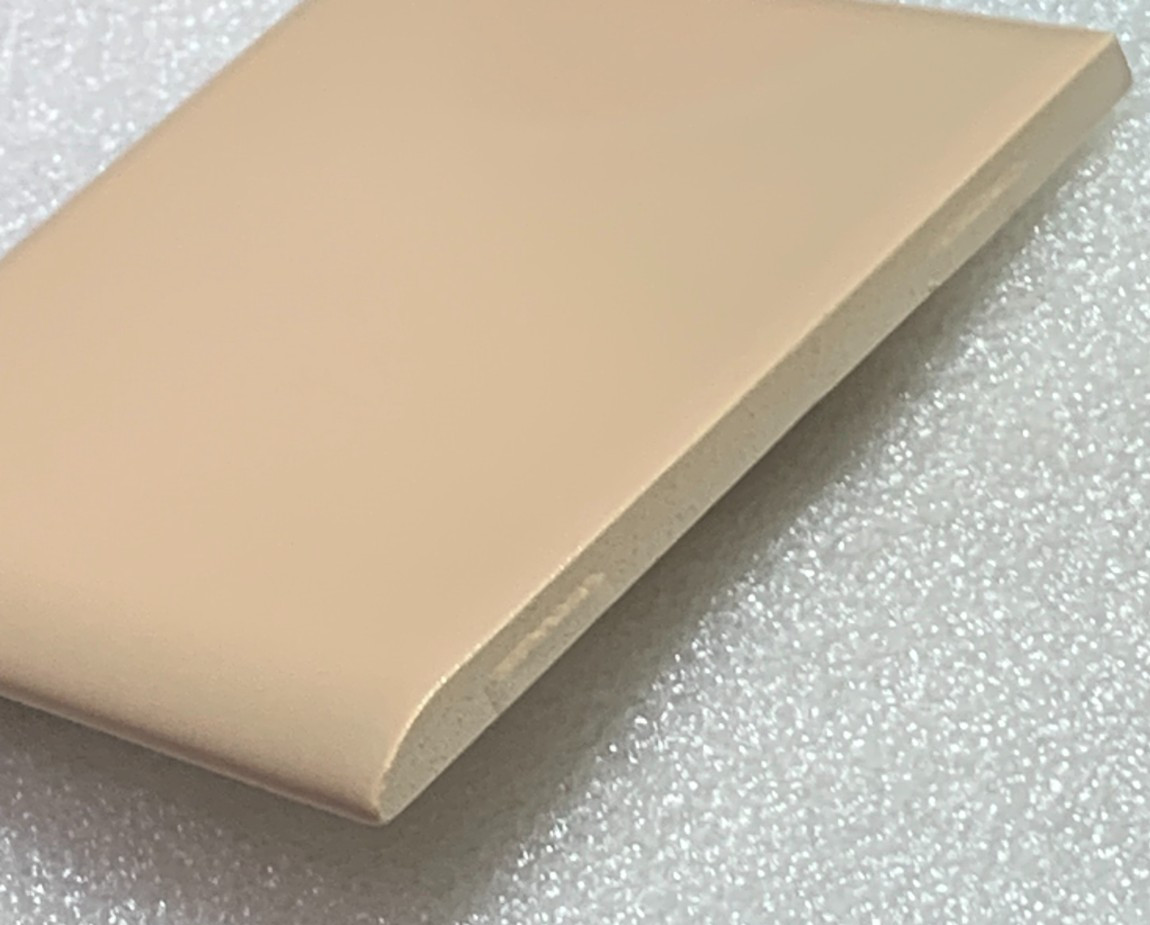 New Vtg Wenczel Tile Co Ceramic Suntan #221 Bullnose Gloss 4 5/16″ x 4 5/16″