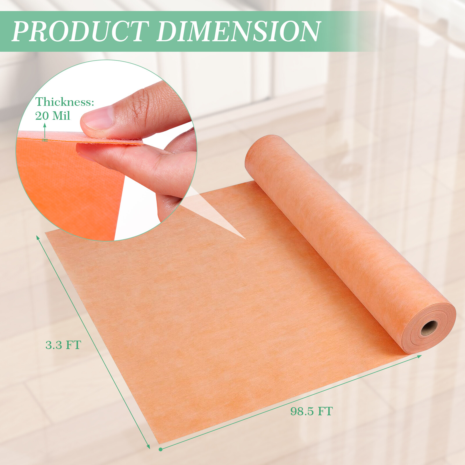 Waterproofing Membrane 20mil Tile Underlayment for Bathroom Shower Flooring Wall