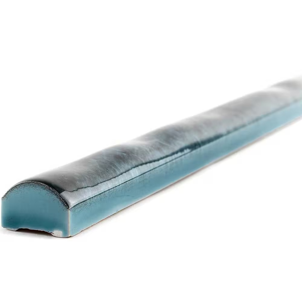 Moze Blue 0.75 In. X 12 In. Ceramic Pencil Liner Wall Tile
