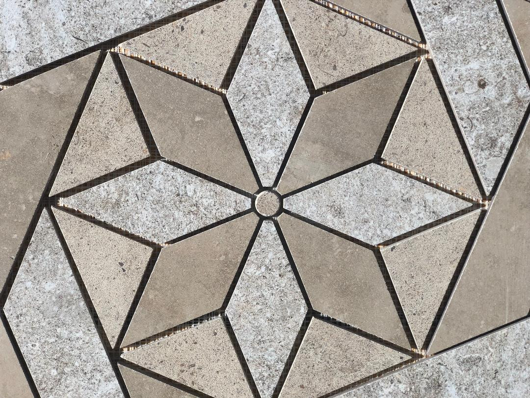 22 1/4″ x 22 1/4″ Porcelain Tile Medallion Accent Mosaic (A2)