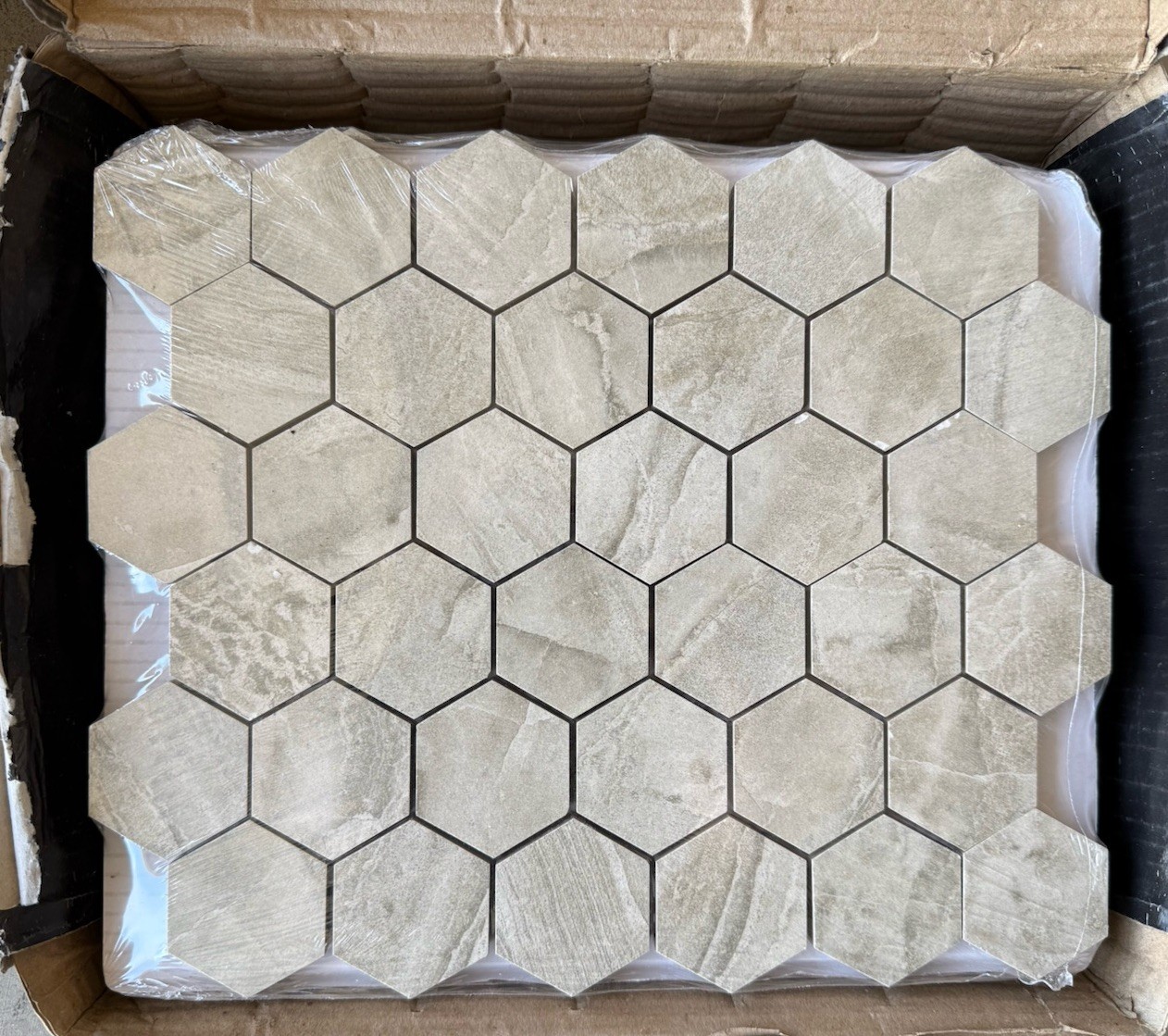 HD Bergamo Hexagon Beige Stone 2×2 Mosaic Tiles Backsplash 8 Square Feet