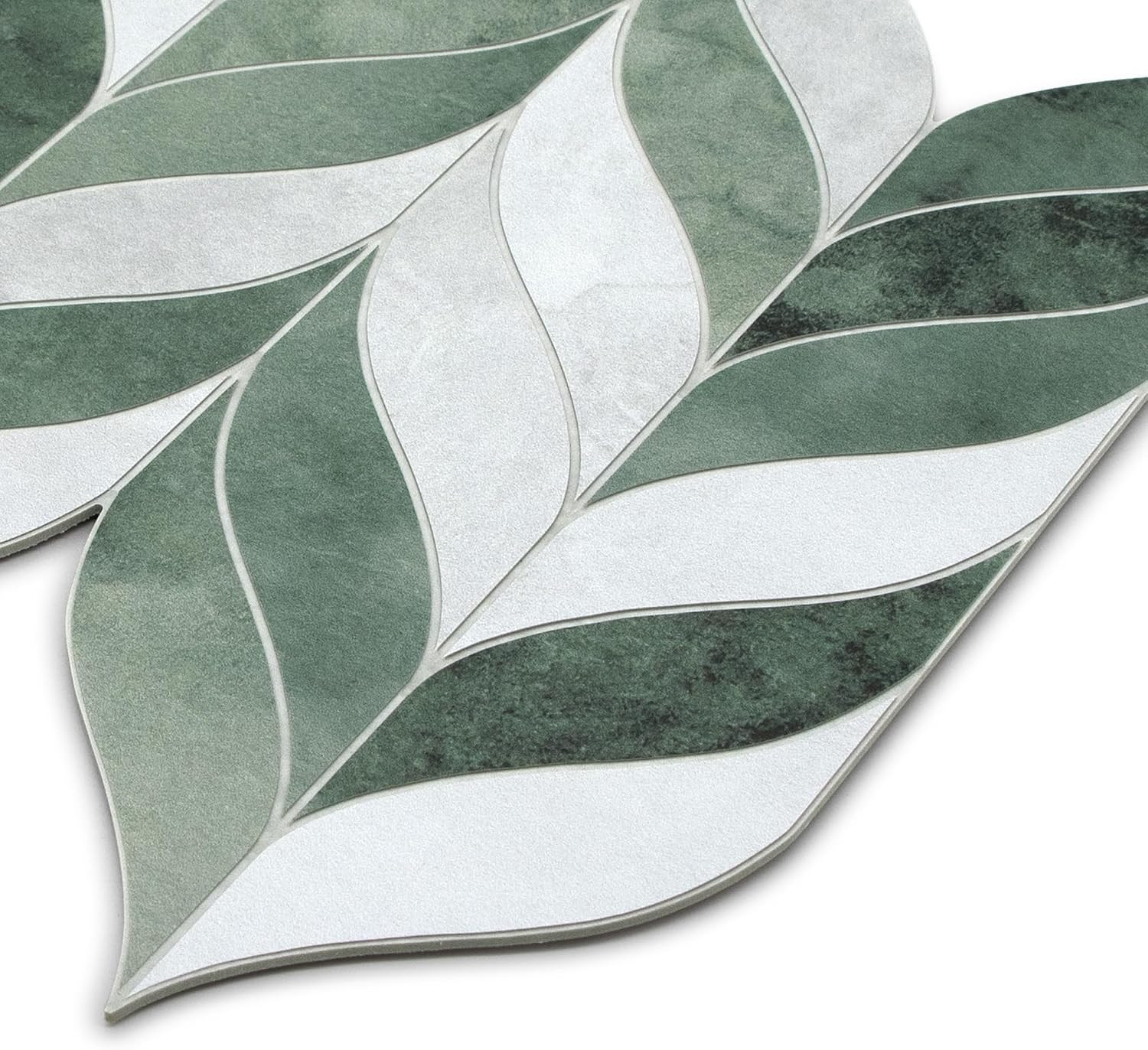 Sunwings 10-Sheet Leaf Waterjet Peel and Stick Backsplash, 12.4″ X 10.7″ Green C