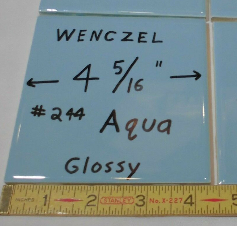 1 pc. Glossy Ceramic Tile *Blue-Green* by Wenczel Tile Co. 4-5/16″ Aqua Color