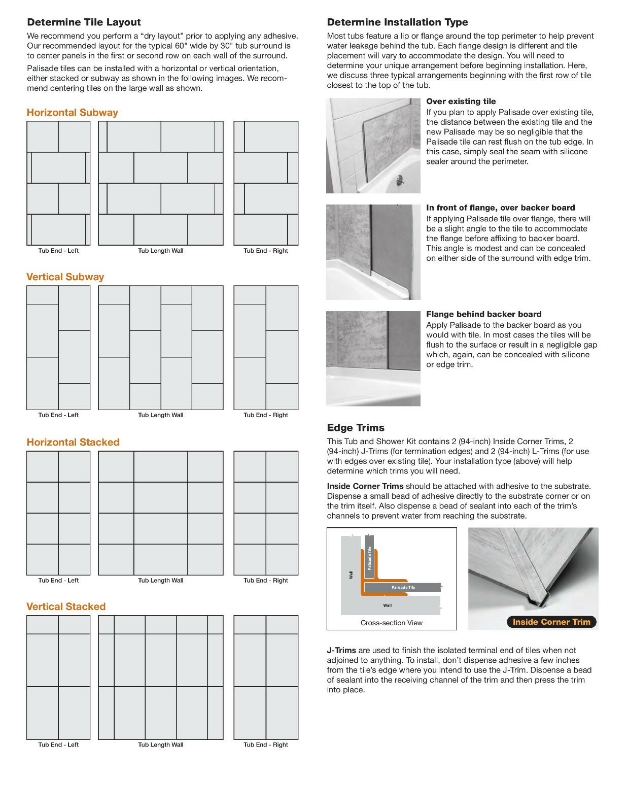 Palisade 25.6 in. x 14.8 in. Tile Shower and Tub Surround Kit