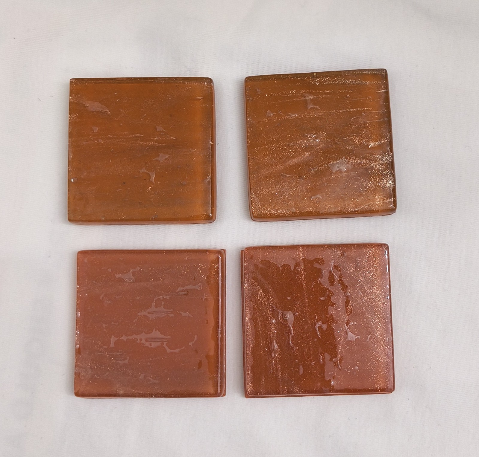 (4) 1.75 “X 1.75 ” Glass Crackled Metallic Tile Italy Backsplash ~ Light Copper