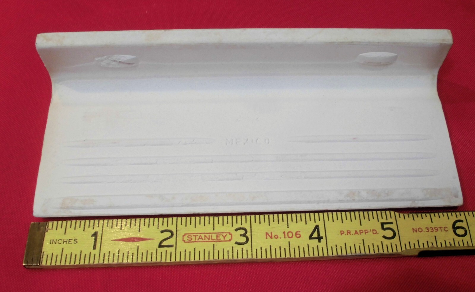 1 pc. Daltile: White Linen + Brown: V Cap Ceramic Trim Tile: Countertop-Edging