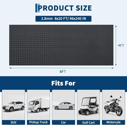 4×6 Ft Garage Floor Mat – 2.8Mm Thickened Black – Commercial Grade PVC – 4×6 FT