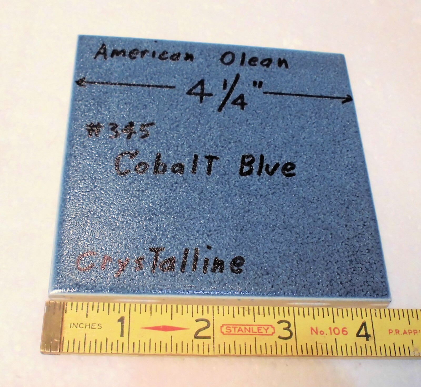 1 pc. Cobalt Blue #345: Crystalline Ceramic 4-1/4″ Tile by American Olean: NOS