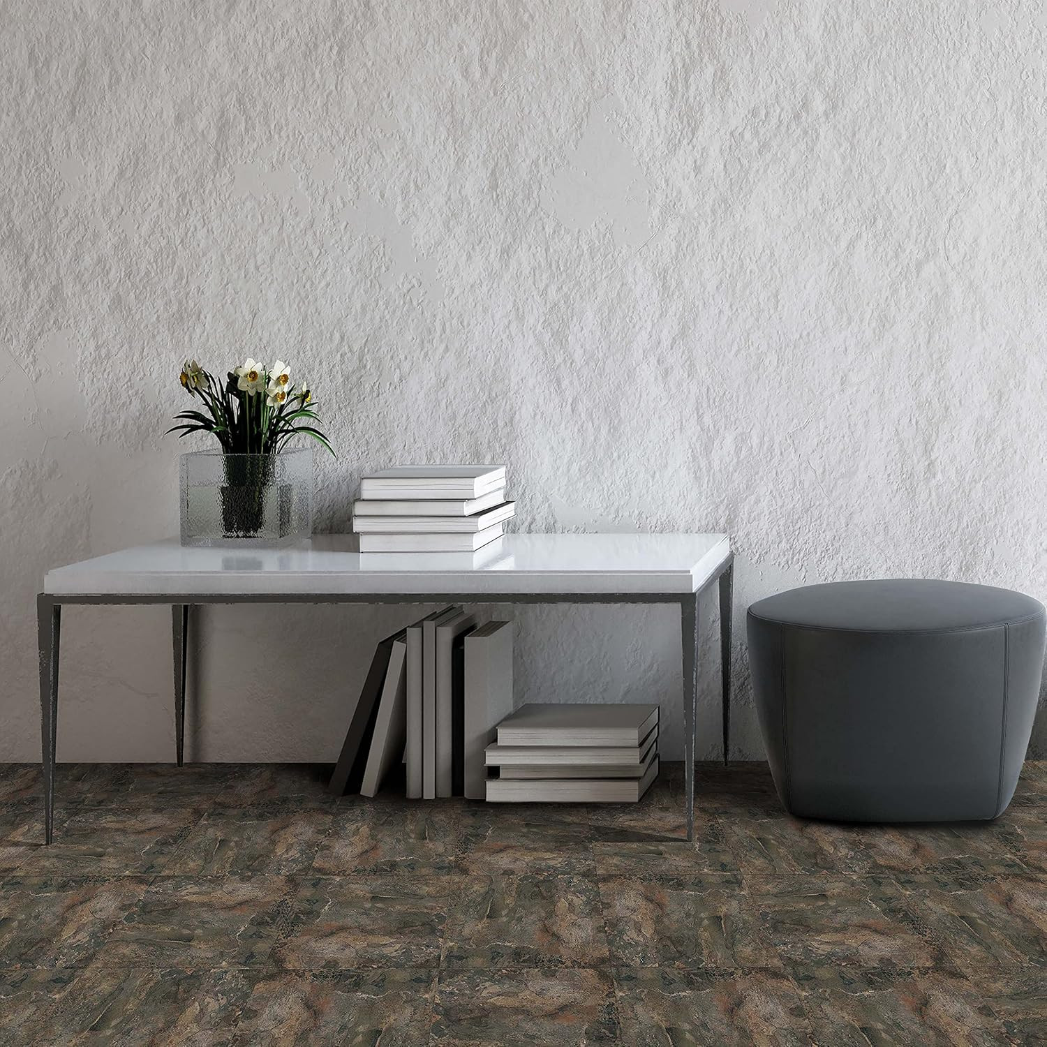 Nexus Self Adhesive 12-Inch Vinyl Floor Tiles, 20 Tiles – 12″ X 12″, Dark Slate