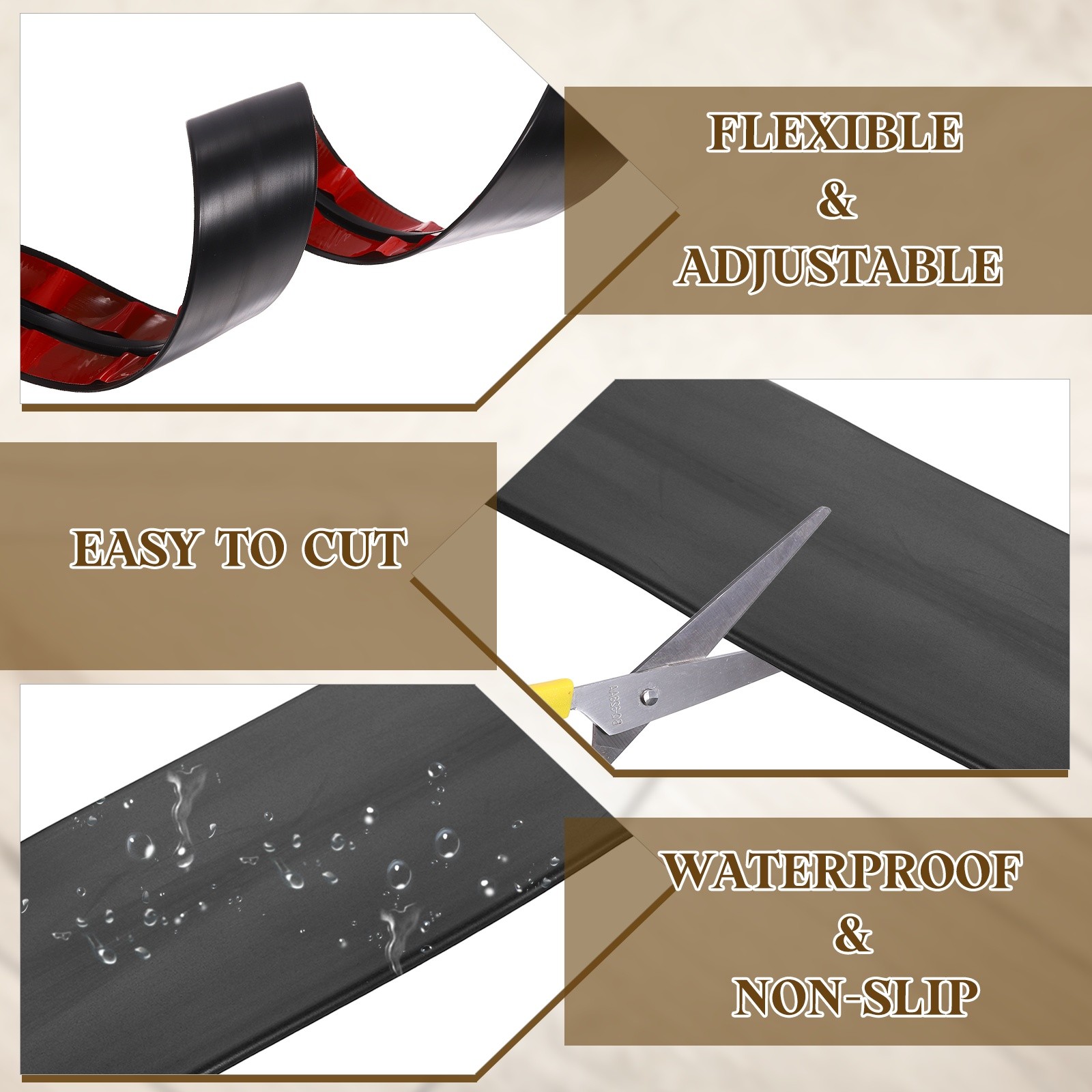 1.97″x3Ft Black T-Molding Transition Strip Vinyl Floor Edge Trim for Gap
