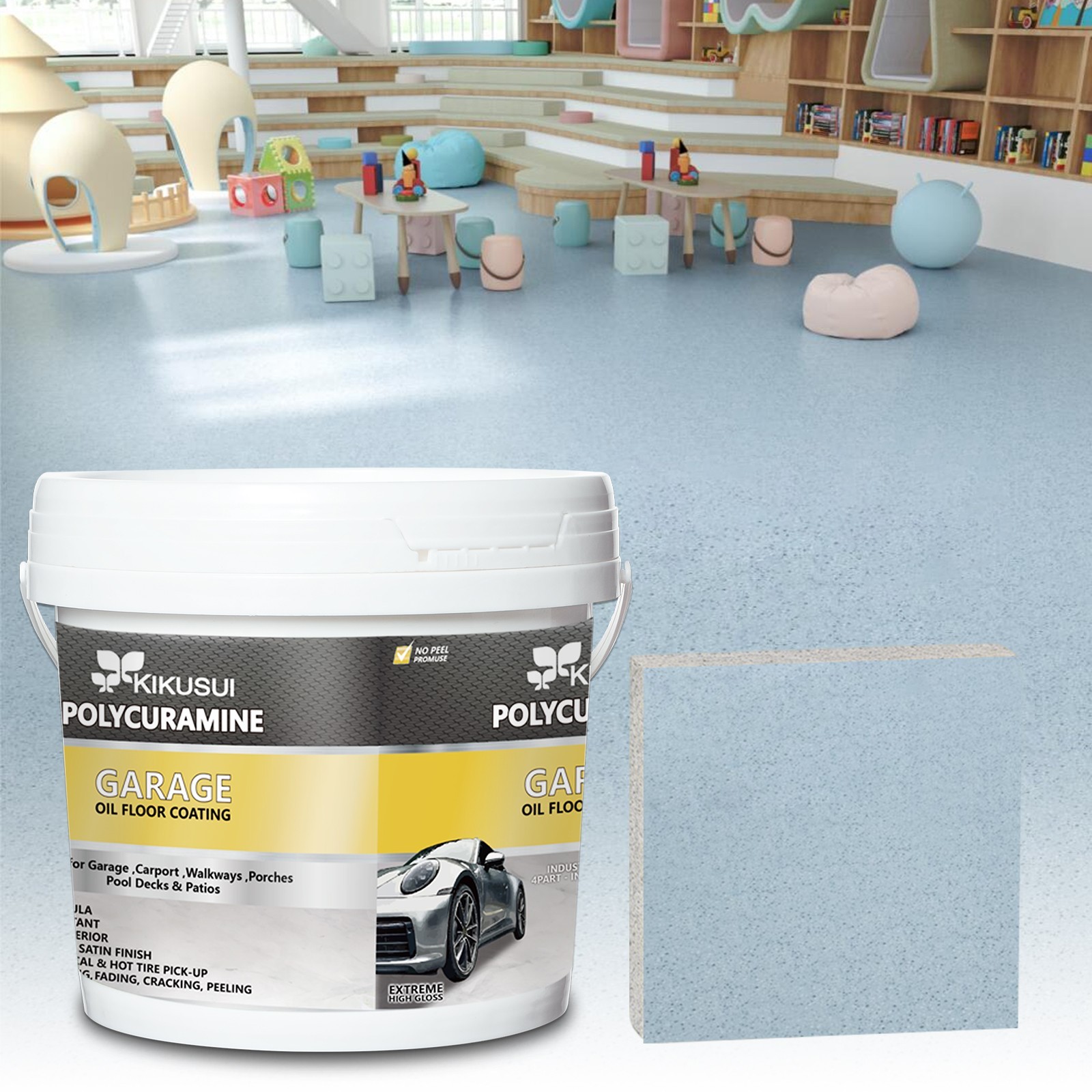 Epoxy Colored Sand Floor Paint 2.82Gal Self-Leveling Non-Slip Waterproof