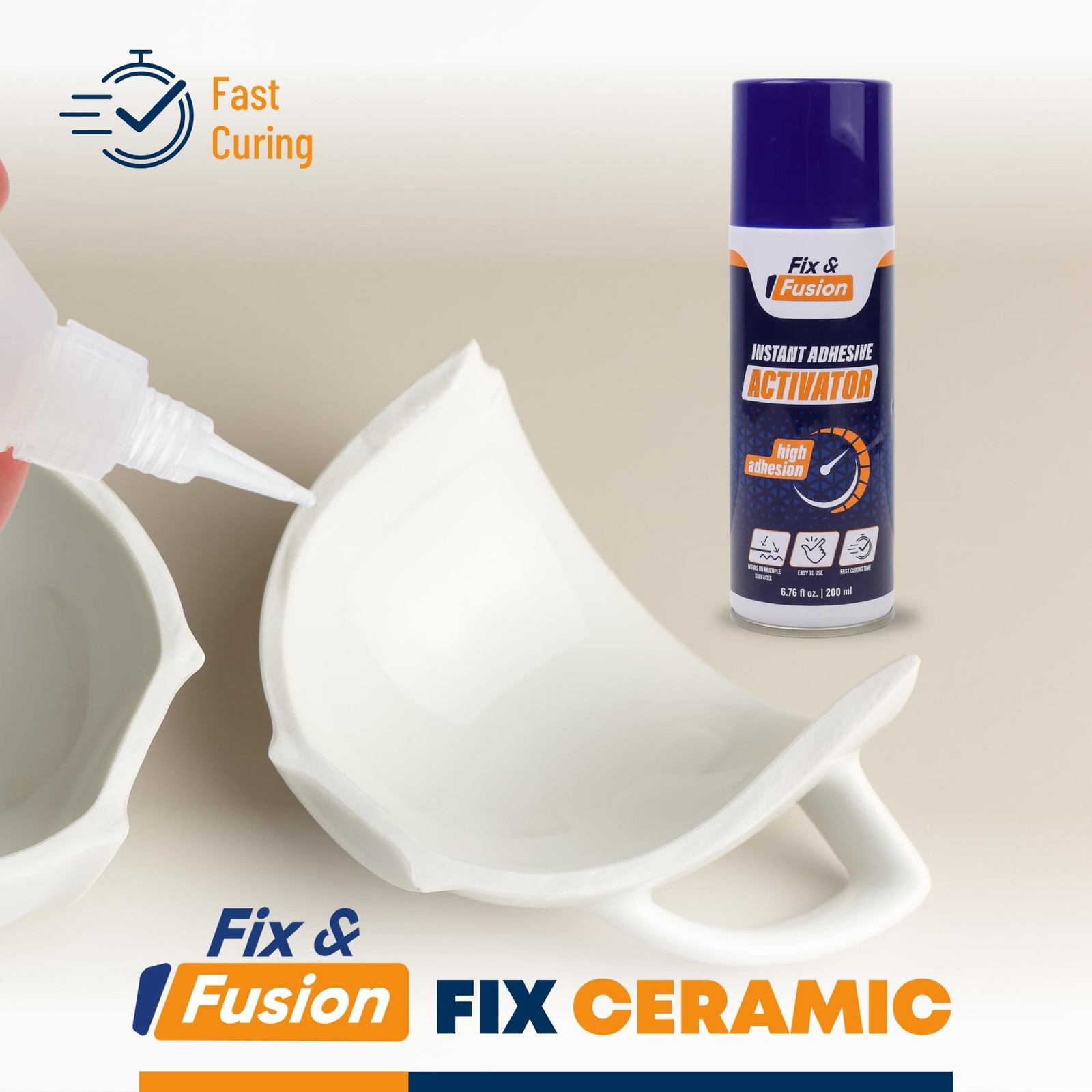 FIX & FUSION Activator Spray (6.76 Fl Oz), Instant Cure Accelerator for Cyano…