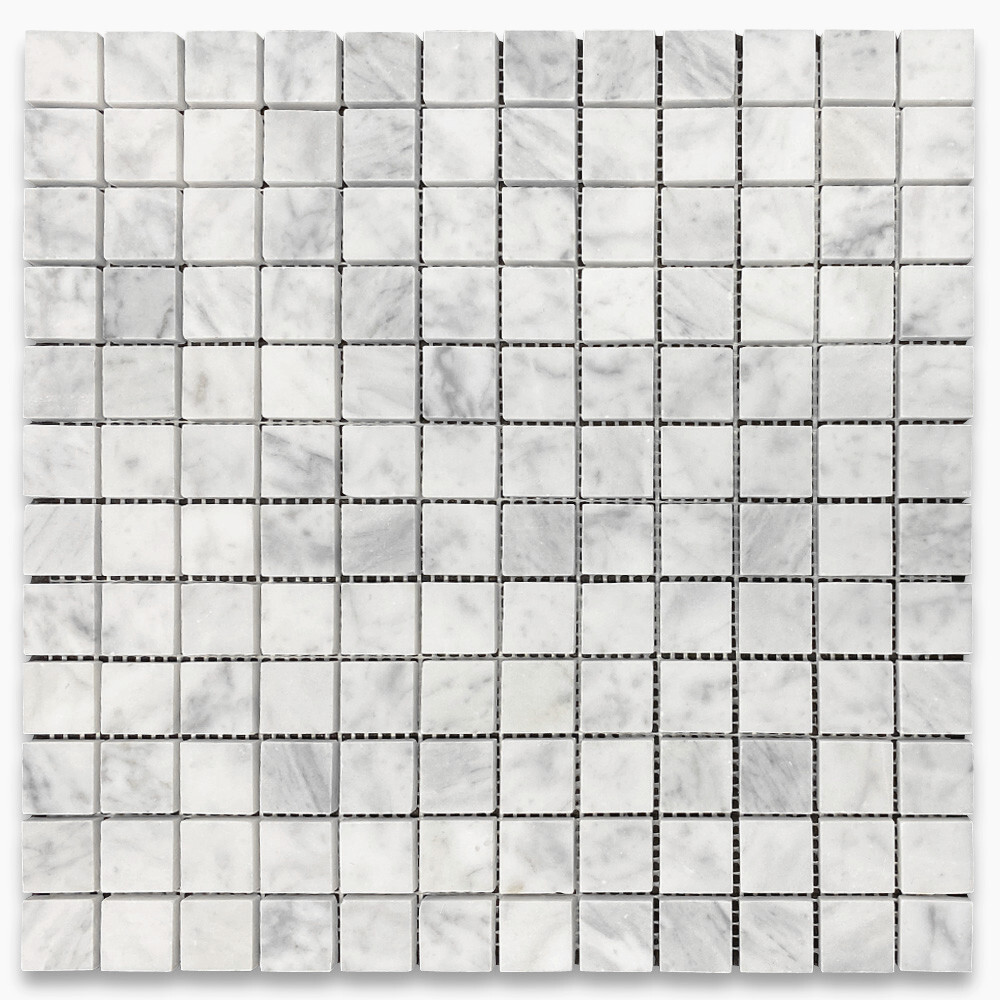 C24XH 1×1 Square Grid Mosaic Tile Honed Carrara White Marble Venato Bianco