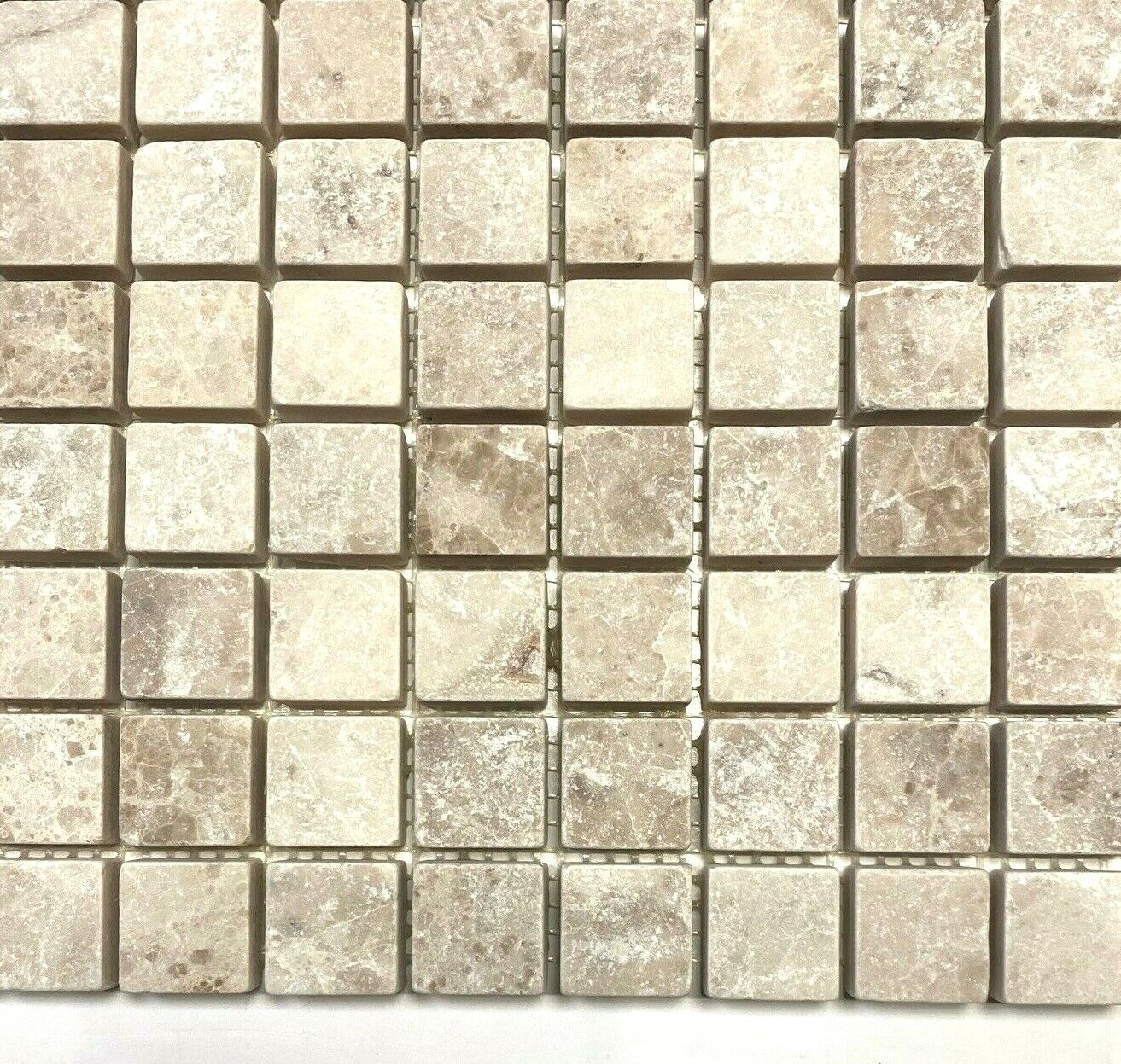 1X1 Beige Tumbled Rounded Edge Wall Mosaic Marble Tile Backsplash Bath Kitchen